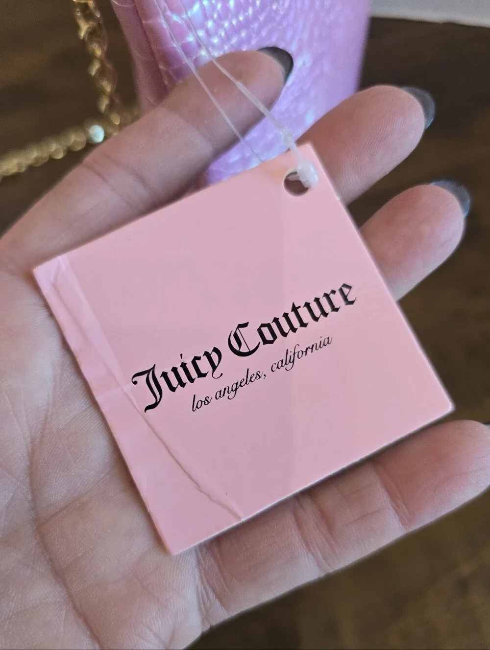 Juicy Couture Metallic Iridescent Pink Converted Makeup Crossbody Bag